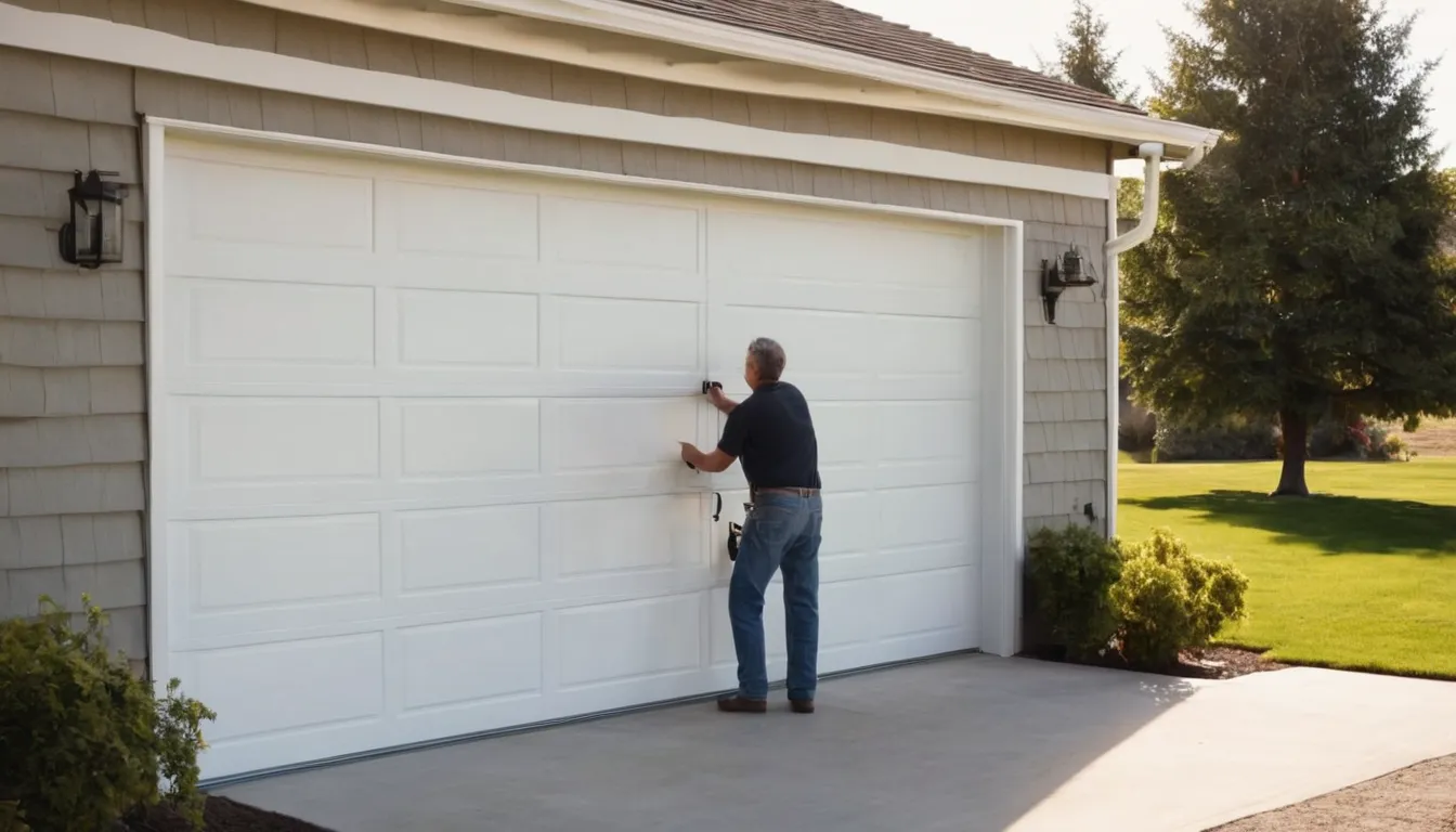 Friendly provider fitting a new insulated garage door on a home in Hampshire